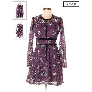 Xhilaration Purple Long Sleeve Floral Lace Dress